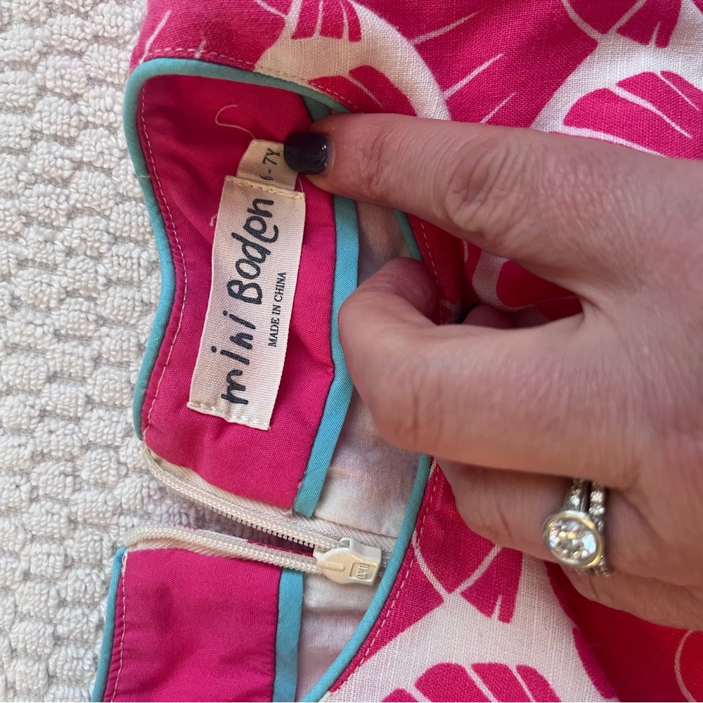 Mini Boden Pink and White Patterned Garment